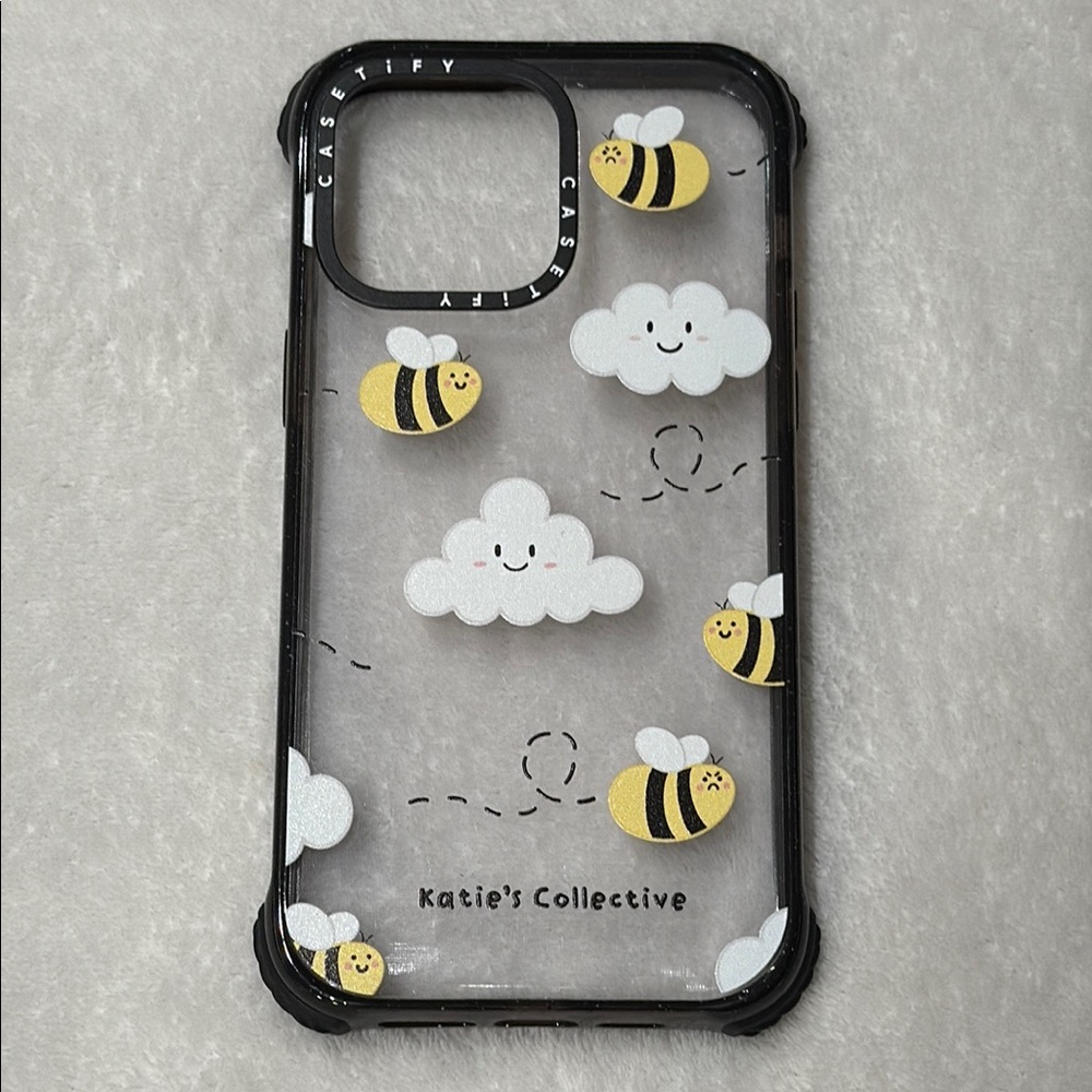 iPhone 14 Pro Max 6.7” Casetify Ultra Impact Black and White Bee Cloud Case